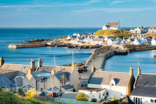 Findochty harbor and village, Moray Firth, Scotland Findochty harbor and village on the Moray Firth coast of Scotland. moray firth stock pictures, royalty-free photos & images