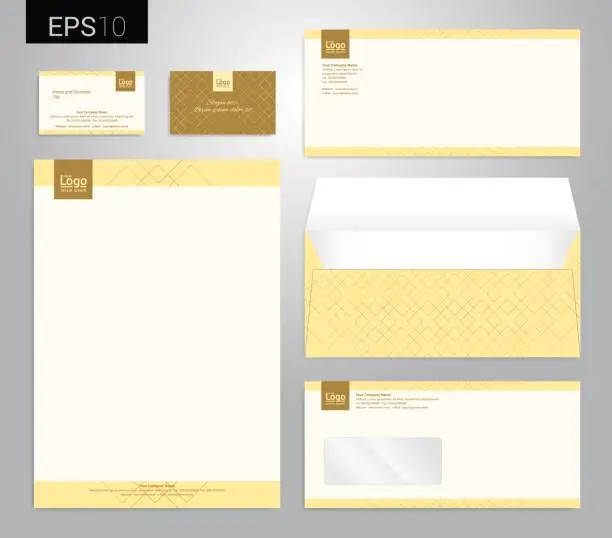 Vector illustration of Modern stationery set in vector format, letterhead, business card, envelope