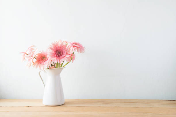 istock Indoor plant on wooden table and white wall 819826398