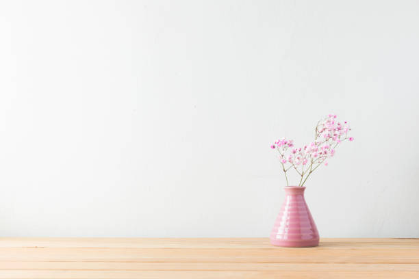 istock Indoor plant on wooden table and white wall 819827098