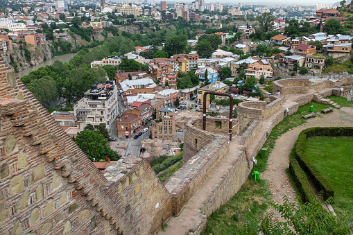 Tbilisi, Georgia, Eastern Europe - May 29th, 2015 : Views from Narikala Fortress overlooking the city of Tbilisi.