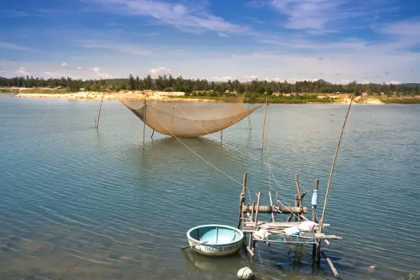 square fishing-net in Phu Yen province, Vietnam