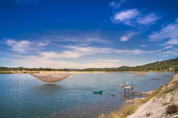 square fishing-net in Phu Yen province, Vietnam