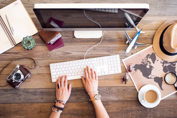 istock Travel planning concept on table 819898060
