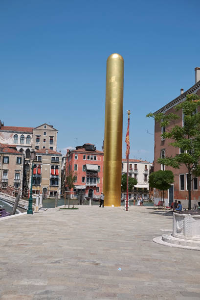 Venice Venice, Italy - July 12, 2017 : View of "The Golden Tower" by the artist James Lee Byars venice biennale stock pictures, royalty-free photos & images