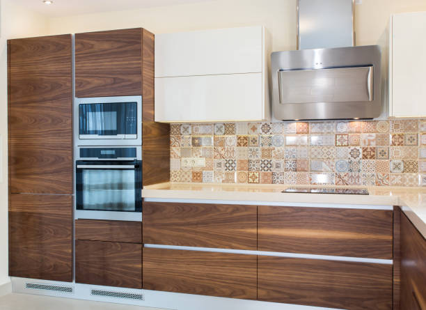 istock Modern home interior. Modern design of the kitchen in a light, bright interior. 819914732