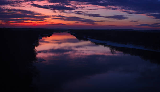 istock Panoramic view of the Don River at dawn, before sunrise. 819946194
