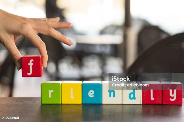 Friendly With Friendly Word And Hand Stock Photo - Download Image Now - Alphabet ...
