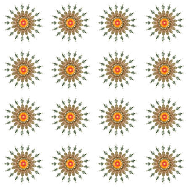 Abstract ornamental pattern as a symmetrical background from tropical fruits.