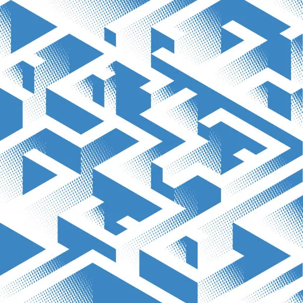 Vector illustration of Abstract background in isometric style. A geometric maze.