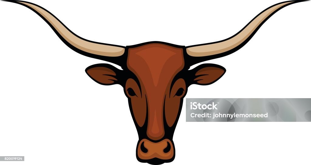 Longhorn Steer Vector illustration of the head of a longhorn steer. Illustration uses no gradients, meshes or blends, only solid color. Includes AI10-compatible .eps format, along with a high-res .jpg. Texas Longhorn Cattle stock vector