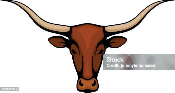 Longhorn Steer Stock Illustration - Download Image Now - Texas Longhorn Cattle, Head, Bull - Animal