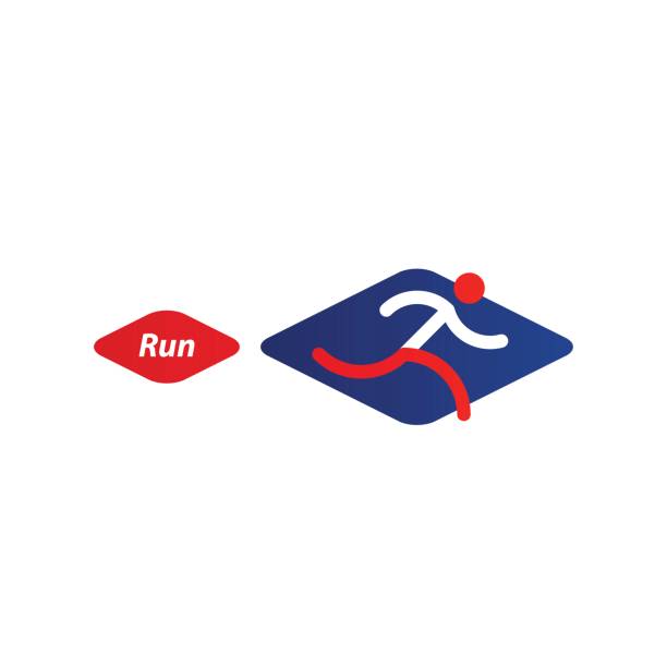 illustrations, cliparts, dessins animés et icônes de symbole en cours d’exécution, icône événement sport - marathon running motion track event