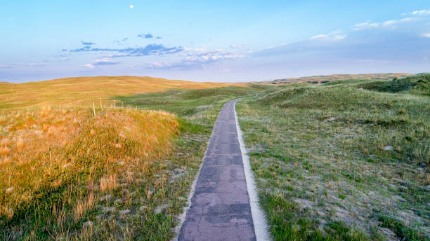 Narrow, one lane road in Nebraska Sandhills
