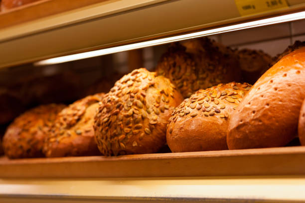 istock Fresh bread in the display of a bakery 820076302