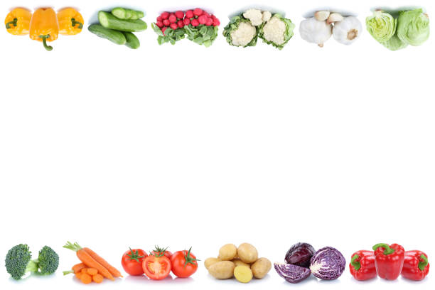 istock Vegetables carrots tomatoes bell pepper lettuce copyspace copy space border 820088228