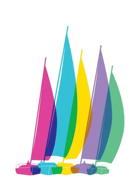 Vector illustration of Sailing Boats