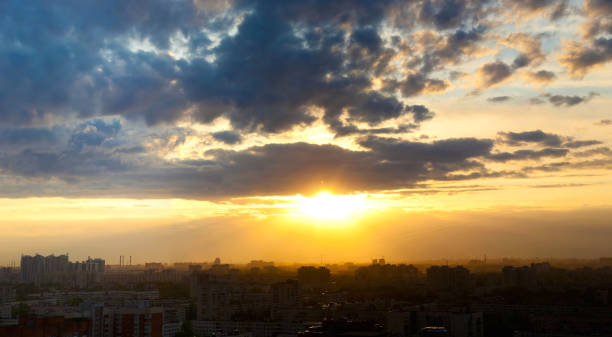 istock City landscape at nigh sky.  Panoramic view 820106558