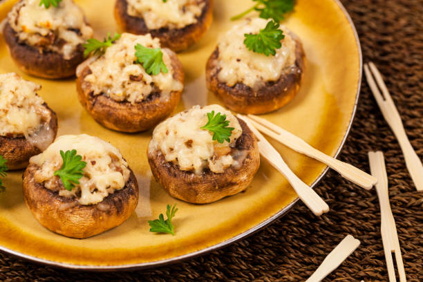 istock Stuffed Mushrooms with Breadcrumbs and Cheese 820116644