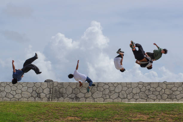 Young people enjoy the Parkour