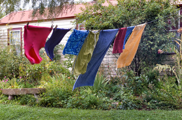 istock Washing hanging on clothesline 820206952