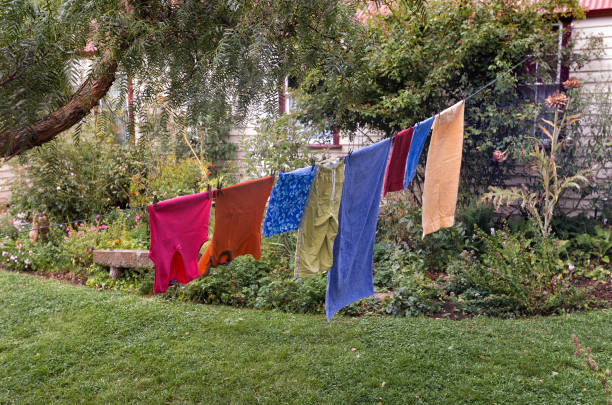 istock Washing hanging on clothesline 820207078