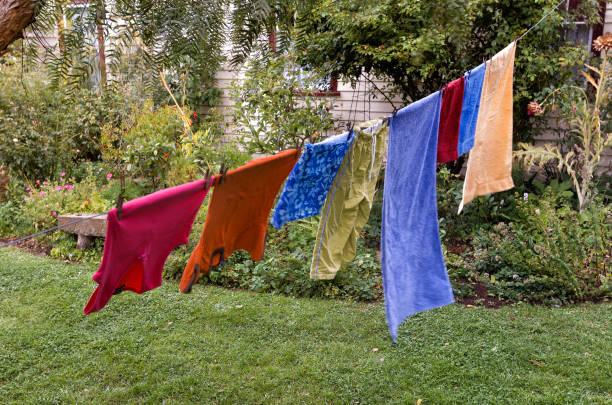 istock Washing hanging on clothesline 820207290