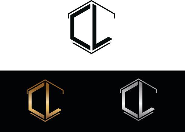 CL letters linked with hexagon shape logo CL letters linked with hexagon shape logo design text-cl stock illustrations