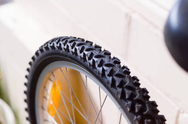 istock Bicycle tyre tread detail 820207430