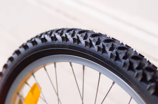 istock Bicycle tyre tread detail 820207482