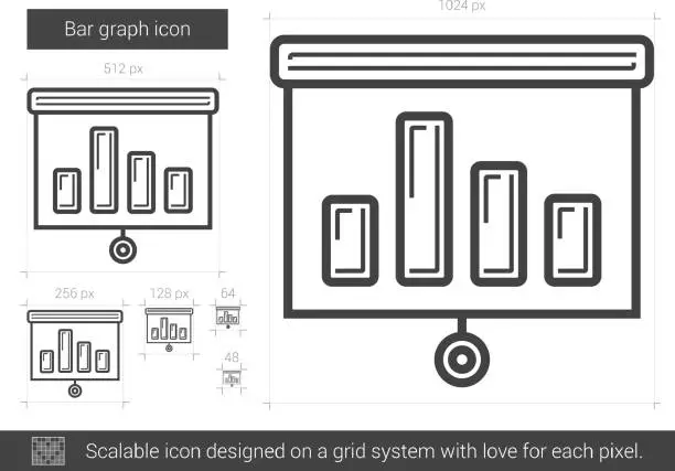 Vector illustration of Bar graph line icon