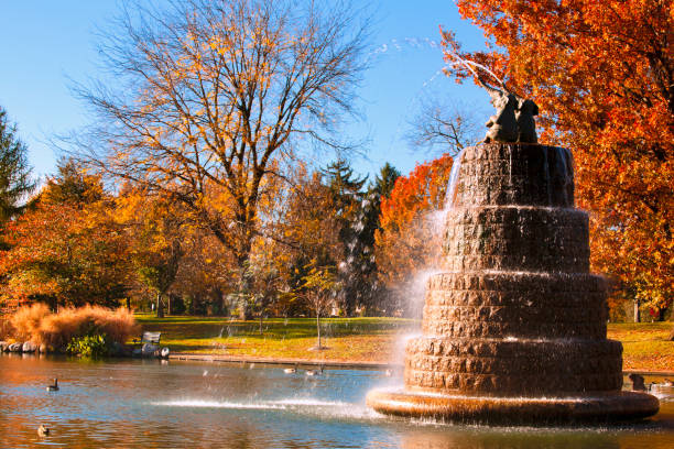 Otoño en el parque de Goodale en Columbus, Ohio - foto de stock