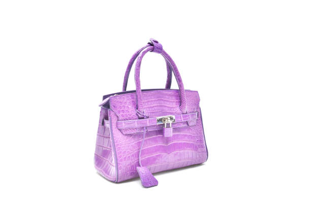 Purple genuine crocodile bag leather