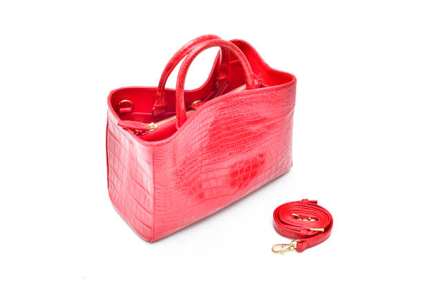 Red genuine crocodile bag leather
