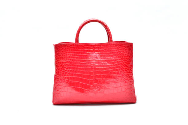 Red genuine crocodile bag leather