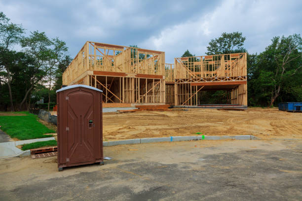 istock Portable restroom on a new structure near new house under construction. 820237888