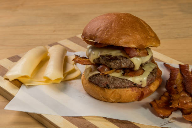 istock hamburguer artisan in table wood background 820238628