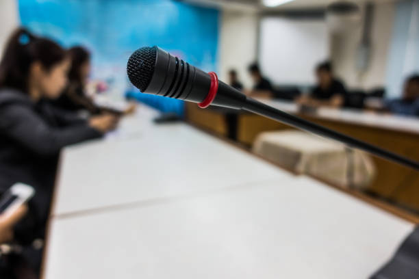 istock Microphone in meeting room for a conference 820242824