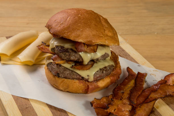 istock hamburguer artisan in table wood background 820247890