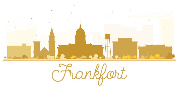 Frankfort City skyline golden silhouette. Frankfort City skyline golden silhouette. Vector illustration. Simple flat illustration for tourism presentation, banner, placard or web site. Cityscape with landmarks. frankfort kentucky stock illustrations