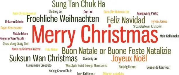 Vector illustration of Merry christmas word cloud