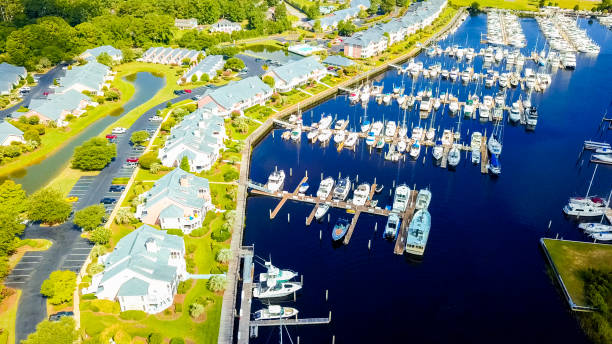 istock Aerial view of intercoastal marina 820271904