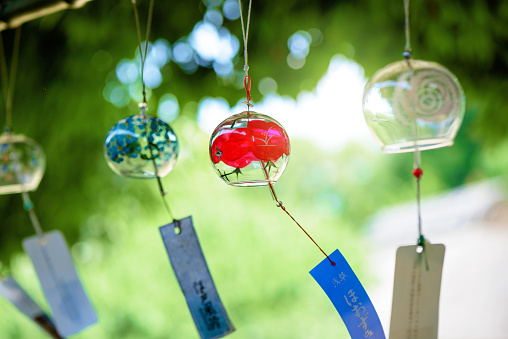 Summer wind chimes. Summer scenery in Japan. Accessories to heal the summer heat.