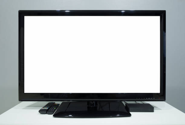 istock LED TV with blank screen on stand 820295788