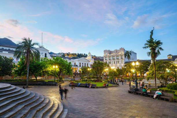 Plaza Grande in old town Quito, Ecuador Plaza Grande in old town Quito, Ecuador at night quito photos stock pictures, royalty-free photos & images