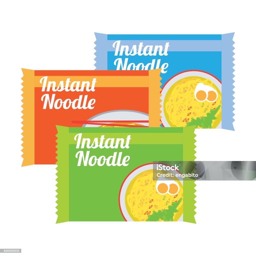 Mie Instan Dalam Kemasan Sachet Ilustrasi Vektor Ilustrasi Stok - Unduh