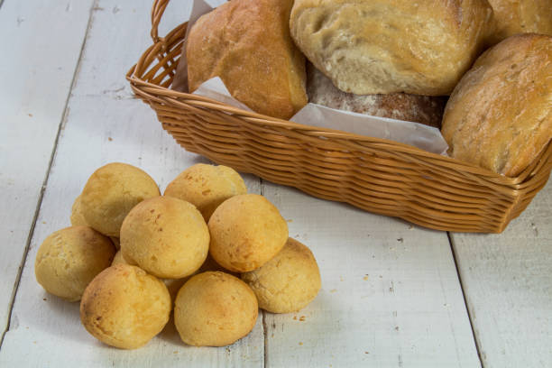 istock Baskets of breads in table wood 820305426