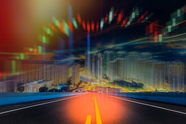 istock Stock market concept with cityscape background 820306046