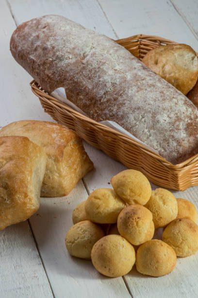 istock Baskets of breads in table wood 820309078