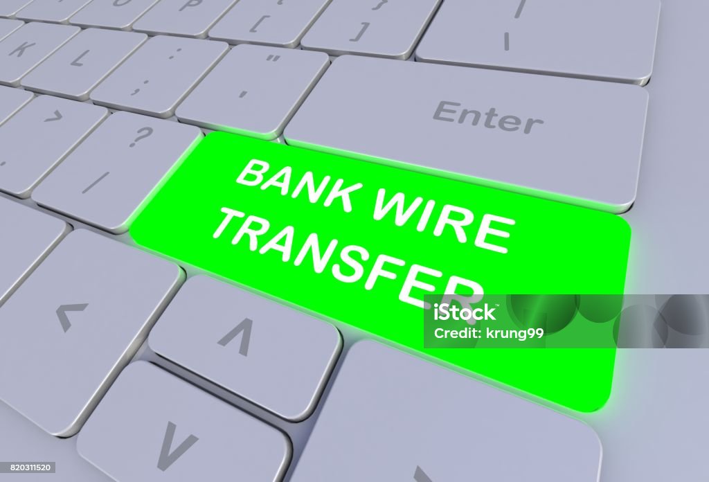 VIREMENT bancaire, message sur le clavier, 3D rendering - Photo de Fil de fer libre de droits
